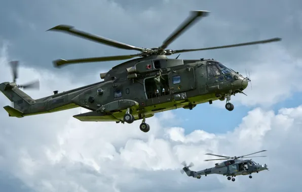 Picture the sky, pair, helicopters, Merlin, AgustaWestland AW101