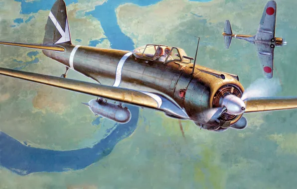 The sky, figure, art, aircraft, Japanese, WW2, army, Nakajima Ki-43 Hayabusa