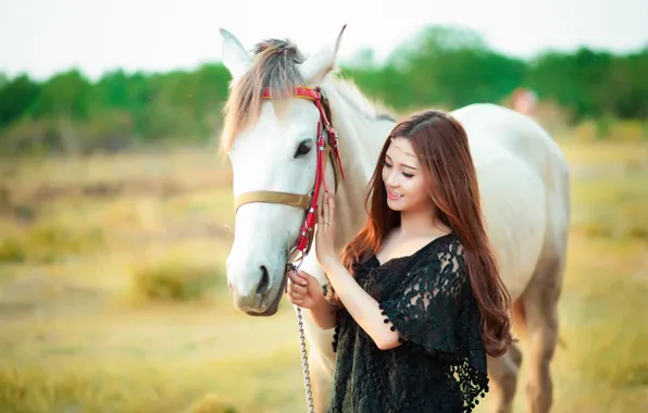 Picture girl, mood, horse