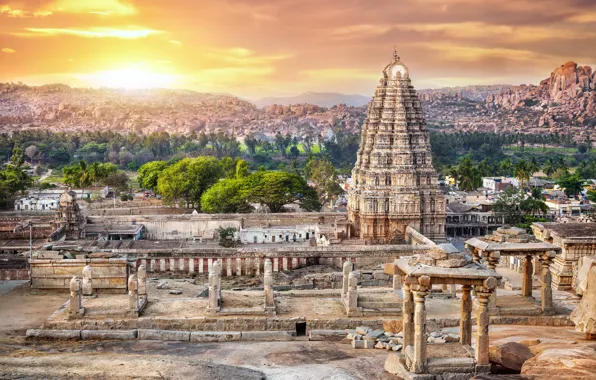 Picture landscape, India, temple, antiquity