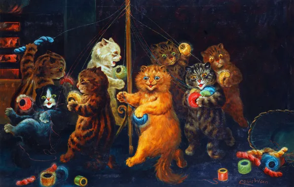 Download wallpaper Picture, Cats, Louis William Wain, Louis Wayne