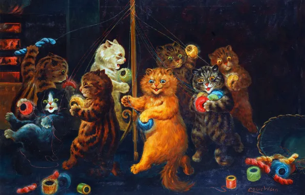 Picture Picture, Cats, Louis William Wain, Louis Wayne, Louis William Wayne, Louis Wain, Maypole, British animal …