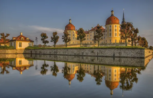 Water, reflection, castle, Germany, Germany, Saxony, Moritzburg, Saxony
