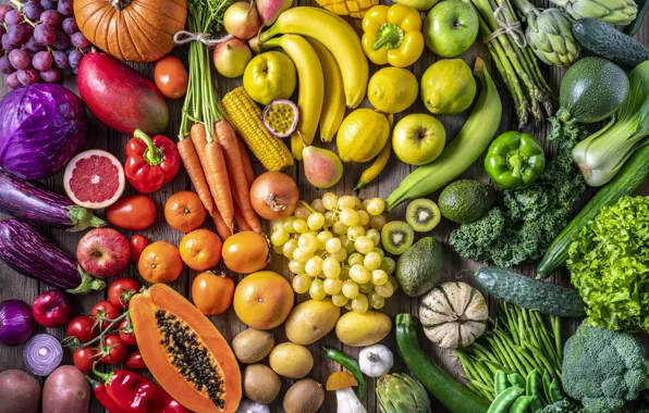 Fruit, vegetables, a lot, different, cuts