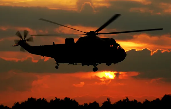 Silhouette, helicopter, transport, Sea King, "Sea king