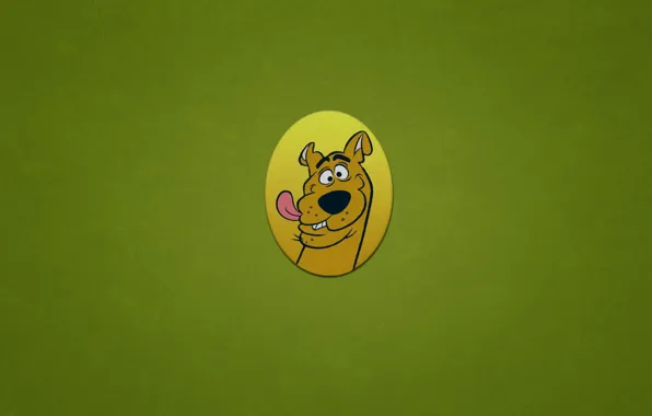 Picture dog, minimalism, oval, Scooby-Doo, Scooby-Doo, funny face, greenish background
