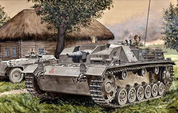 Picture The Wehrmacht, StuG III, half-track armored personnel carrier, SdKfz 250, Assault gun