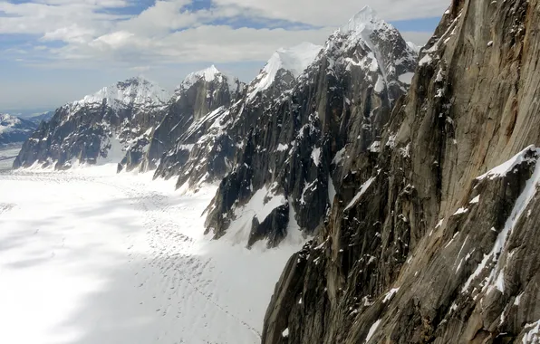Cold, snow, mountains, open, rocks, tops