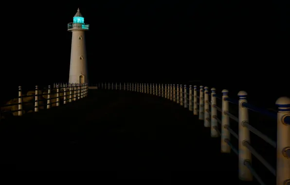 Landscape, night, Lighthouse