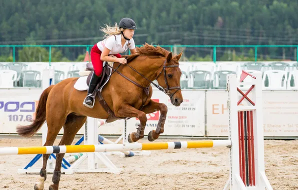 Picture girl, horse, sport