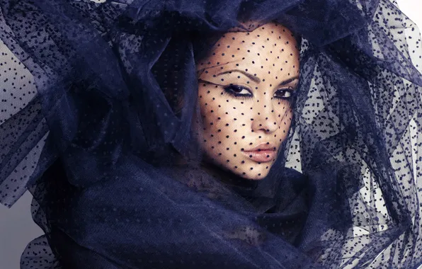 Look, girl, face, portrait, makeup, veil