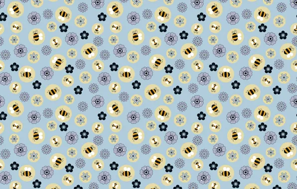 Picture flowers, background, texture, art, bee