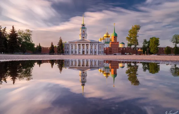 Picture water, the city, reflection, The Kremlin, dome, Tula, Ilya Garbuzov, samovar museum