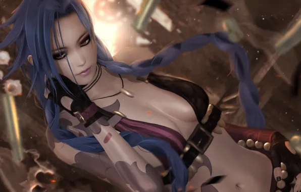 Picture chest, look, girl, League of Legends, Jinx, Loose Cannon