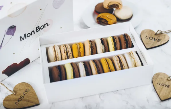 Box, set, macaroon