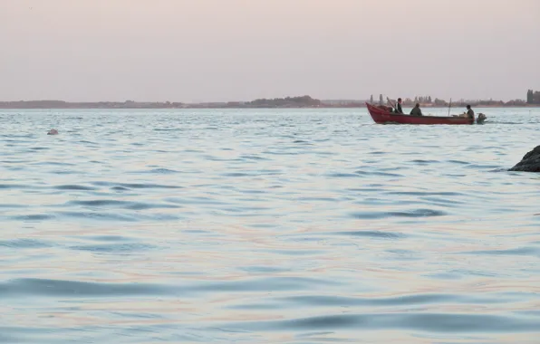 Water, Sea, Boat, People, Mood, Fishermen, Lonely