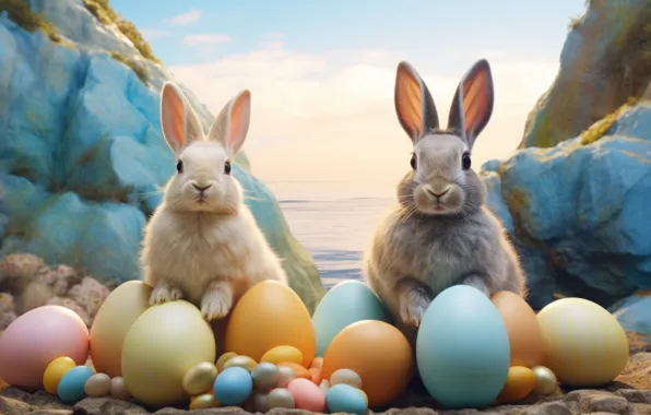 Look, holiday, hare, eggs, spring, rabbit, Easter, rabbits