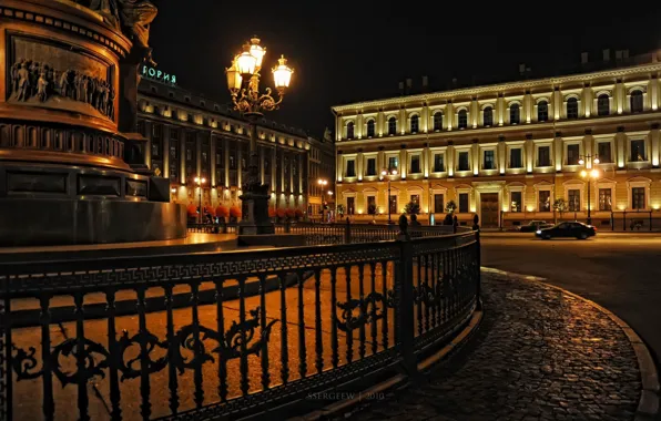 Night, Saint Petersburg, lantern, Peter, Serg-Sergeyev