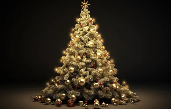 Decoration, lights, balls, tree, New Year, Christmas, new year, happy