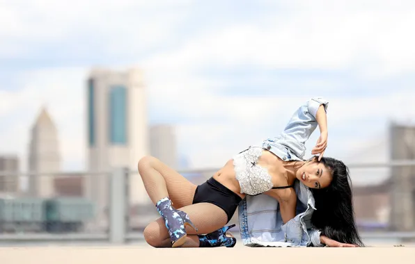 Picture girl, pose, background, Veronica J.
