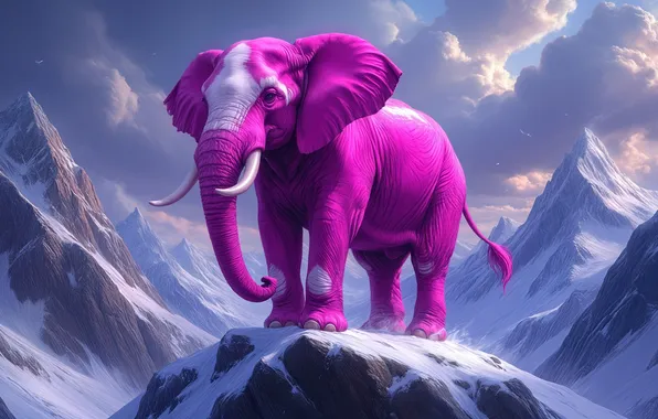 Animals, art, mountains, elephant