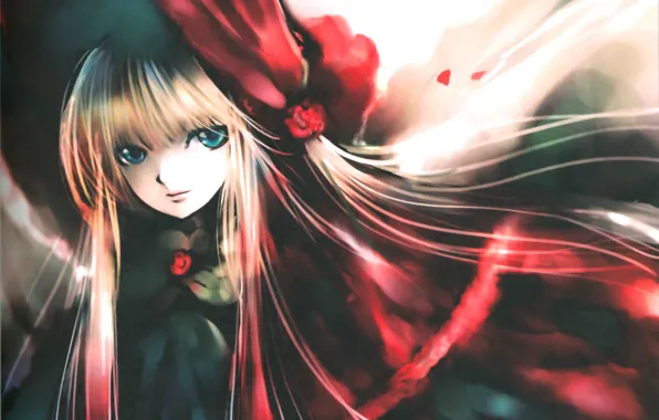 Blue eyes, rozen maiden, Cape, art, shinku, Rozen maiden, Kapor, peach-pin