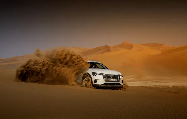 Picture sand, white, Audi, dust, E-Tron, 2019