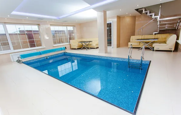 Interior, pool, sofas, the room, rest and relaxation room