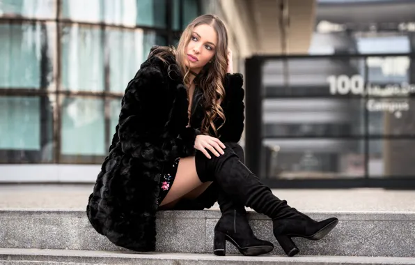 Girl, model, boots, Nicole, coat