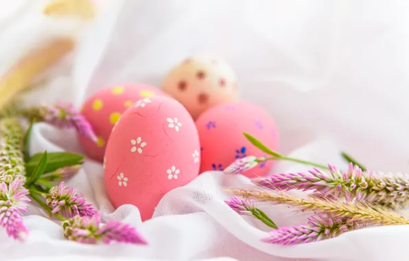 Flowers, eggs, Easter, Holiday
