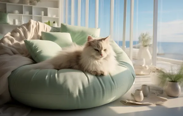 LOOK, OTTOMAN, FLUFFY, WINDOW, PILLOW, RELAX, interior