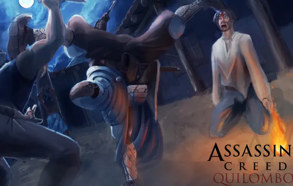 Picture the victim, the evening, art, assassins creed, swords, assassin