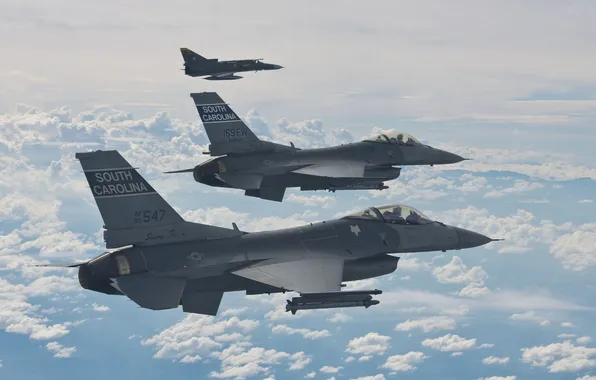 Picture fighters, pair, flight, F-16, Fighting Falcon, "Fighting Falcon"
