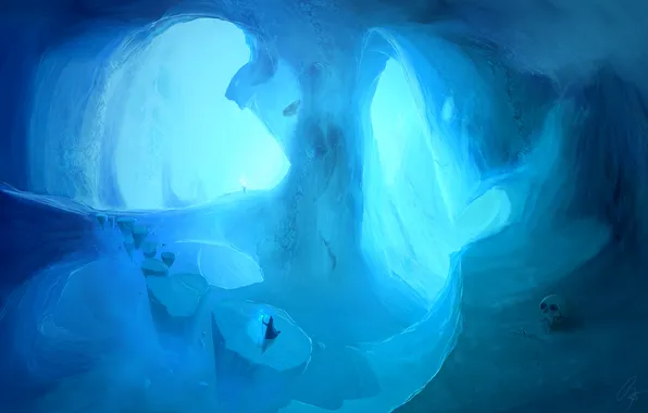 People, skull, ice, glacier, cave, JoeJesus