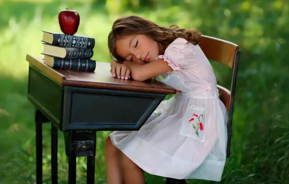 Picture books, Apple, sleep, girl