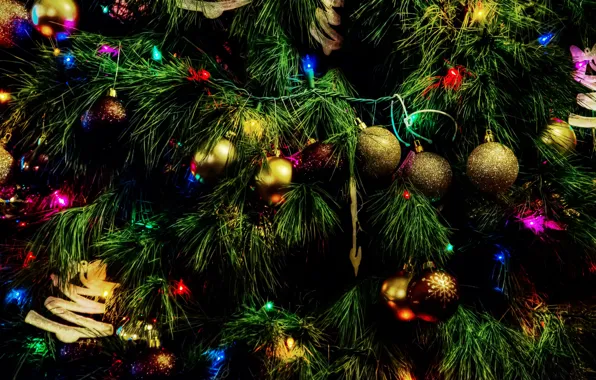 Toys, tree, christmas, happy, holidays, new, year, merry
