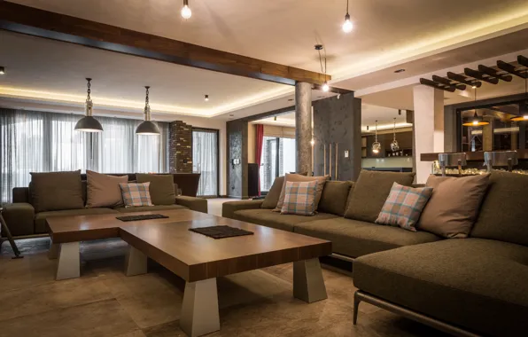 Comfort, tables, lighting, Living room