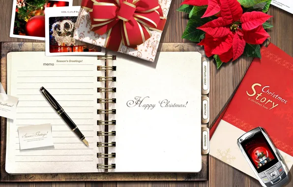 Leaves, gift, plant, handle, Notepad, book, photos, phone