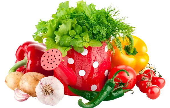 Greens, lake, pepper, vegetables, tomatoes, salad