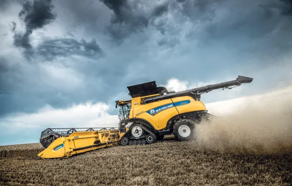 Dust, Wheel, Wheat, 2018, Grain, Harvester, Track, New Holland