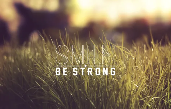 Picture grass, words, Smile, Be Strong