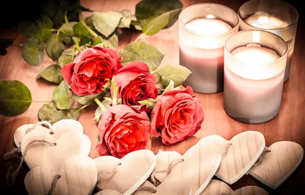 Picture flowers, roses, candles, hearts, figures