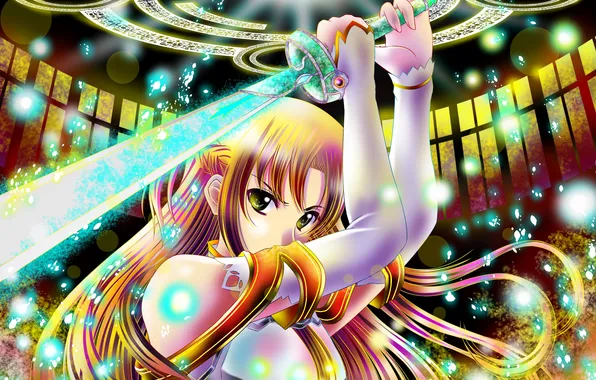 Picture girl, sword, art, sword art online, yuuki asuna, aka kitsune