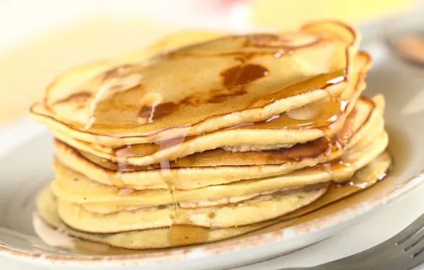 Honey, pancakes, delicious
