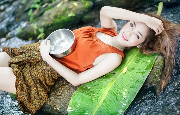 Picture girl, nature, Asian