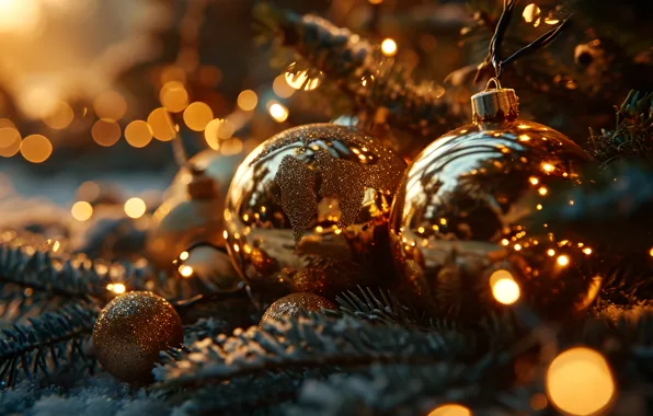 Balls, Christmas, New year, Christmas decorations, AI art, neural network