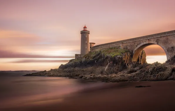 Picture ocean, France, lighthouse, Brittany, Phare du petit minou, Plouzane