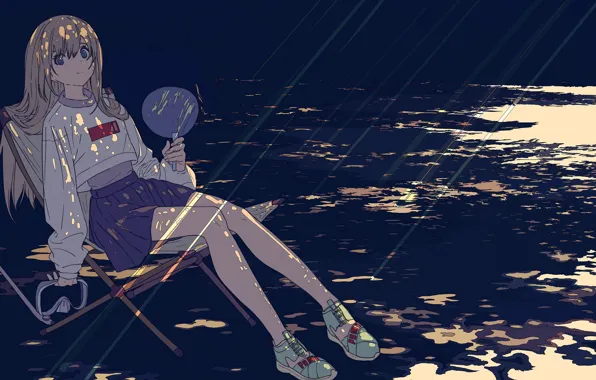 Shadow, fan, girl