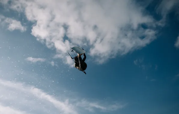 Sky, water, clouds, fly, air, action, adventure, recreation