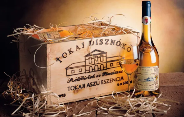 Wine, bottle, alcohol, box, Tokay